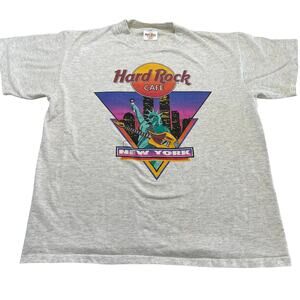 Vintage 90s Hard Rock Cafe New York Heather Gray T-Shirt, Size L, Made in USA